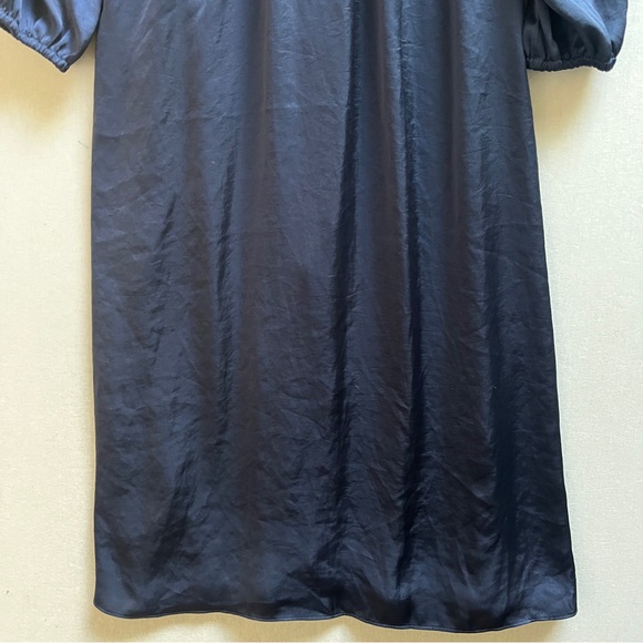 Aritzia Wilfred Navy Satin Button Front Long Sleeve Midi Dress Size S - Picture 4 of 11